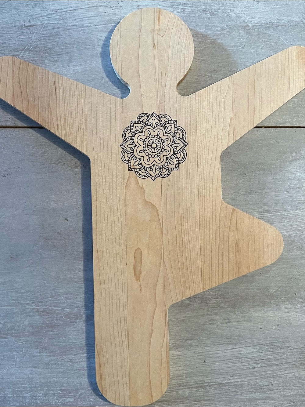 Yoga Cutting Wood cutting board Featuring Tree Pose and Mandala New